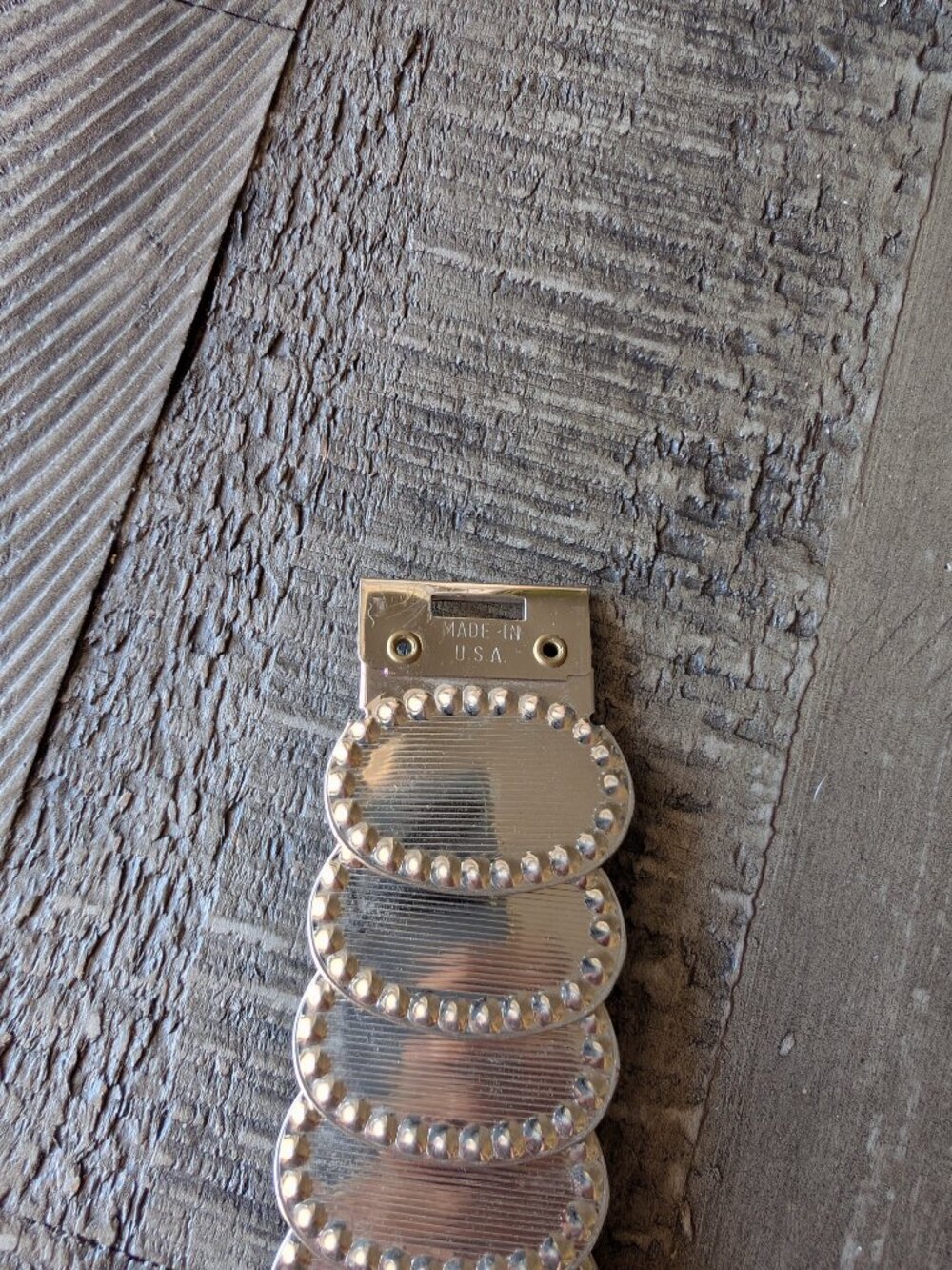 Vintage Silver Stretchy Metal Medallion Concho Belt 80s 90s Y2K - Picture 2 of 6